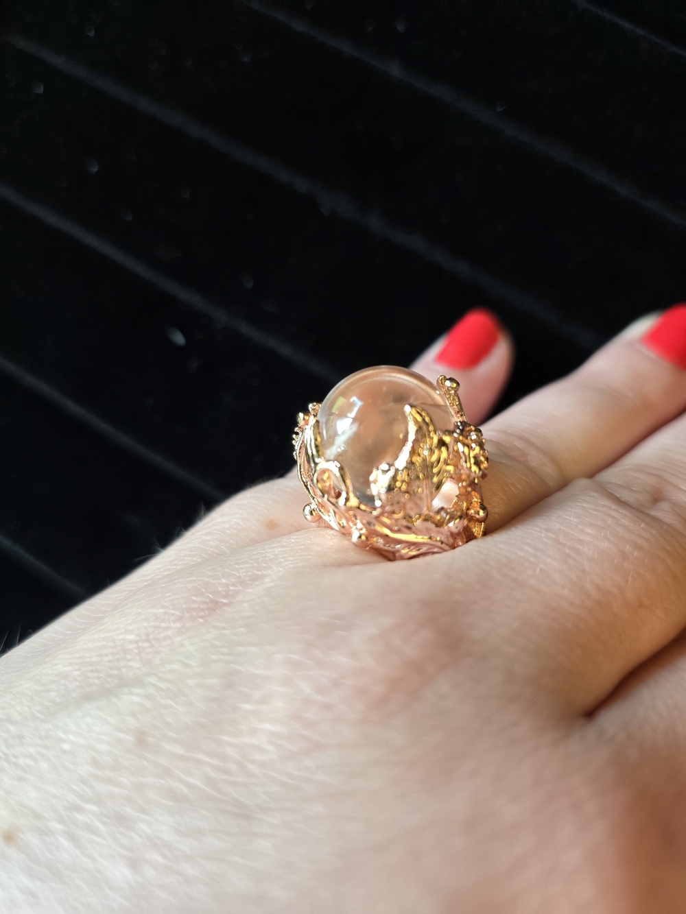 🔮 Rose Gold Crystal Orb Whimsy Fairy Ring - Picture 8 of 8